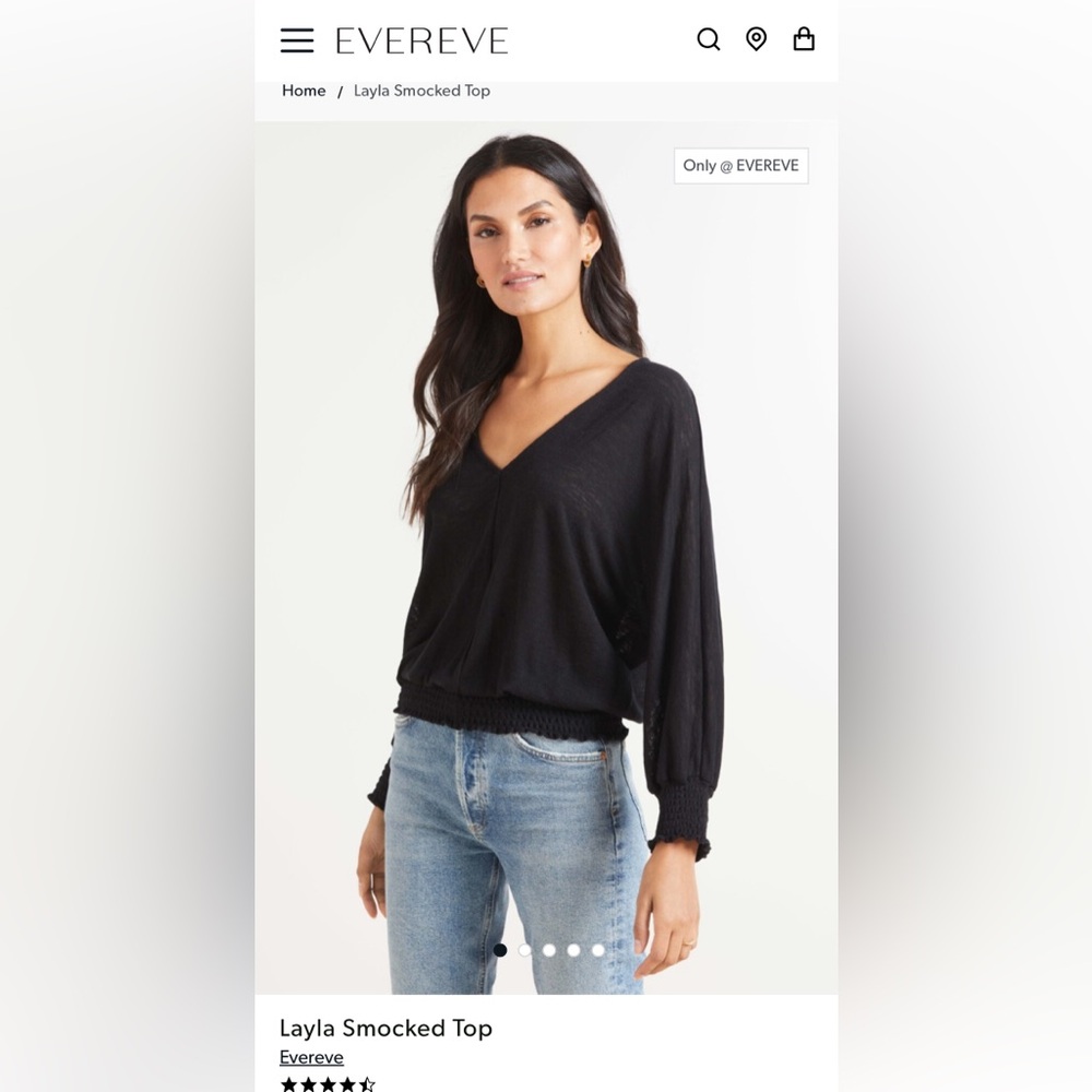 Evereve Dusty Rose V-Neck Smocked Hem Dolman Sleeve Top - Picture 10 of 10
